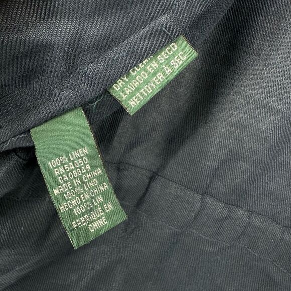 Vintage Lauren Ralph Lauren Linen Utility Jacket Navy Womens L Hooded Coastal - Picture 5 of 13